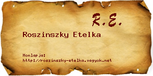 Roszinszky Etelka névjegykártya